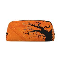 Orange Halloween Party Make-up Tasche Leder Federmäppchen Reise Kulturbeutel Kosmetiktasche Täglich Aufbewahrungstasche für Frauen, silber, Einheitsgröße, Taschen-Organizer von OUSIKA