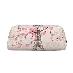 Paris Eiffelturm Blumen Blühende Make-up-Tasche Leder Federmäppchen Reise Kulturbeutel Kosmetiktasche Tägliche Aufbewahrungstasche für Frauen, silber, Einheitsgröße, Taschen-Organizer von OUSIKA