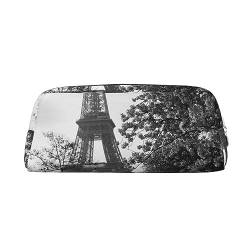 Paris Tower Make-up-Tasche Leder Federmäppchen Reise Kulturbeutel Kosmetiktasche tägliche Aufbewahrungstasche für Frauen, silber, Einheitsgröße, Taschen-Organizer von OUSIKA