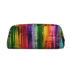 Rainbow City Make-up-Tasche, Leder, Federmäppchen, Reise-Kulturbeutel, Kosmetiktasche, tägliche Aufbewahrungstasche für Frauen, gold, Einheitsgröße, Taschen-Organizer von OUSIKA