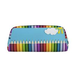Rainbow Pencil Makeup Bag Leather Pencil Case Travel Toiletry Bag Cosmetic Bag Daily Storage Bag for Women, silber, Einheitsgröße, Taschen-Organizer von OUSIKA