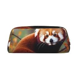 Roter Panda Make-up-Tasche, Leder, Federmäppchen, Reise-Kulturbeutel, Kosmetiktasche, tägliche Aufbewahrungstasche für Frauen, gold, Einheitsgröße, Taschen-Organizer von OUSIKA