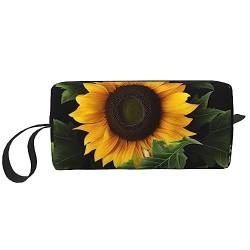 Weed with Sunflower Cosmetic Bags for Women Portable Makeup Bag Travel Storage Bag Daily Receive Bag Large Capacity Culletry Bag, weiß, Einheitsgröße von OUSIKA