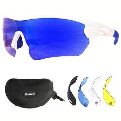 OUTDOORSPARTA Sport Sonnenbrille(9. Weißer Rahmen, Volle Linse gespiegelt Blau) von OUTDOORSPARTA