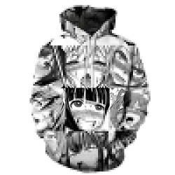 OUTDQSAFE Lustige Mädchen Gesicht Parodie Anime 3D-Print Hoodie Langarm Anime Pullover Casual Trainingsanzüge Sweatshirts LMS1087 XL von OUTDQSAFE