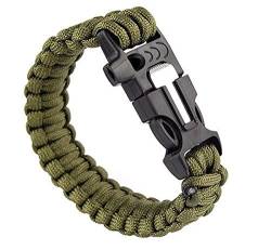 OUTLETISSIMO® Armband Paracord 3 in 1 Militär-Pfeife Survival Grün von OUTLETISSIMO