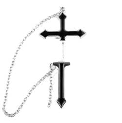 OUTLETISSIMO® Ohrring Gothic Punk Kreuz schwarz mit Kette Anhänger Rock EMO ET135 von OUTLETISSIMO