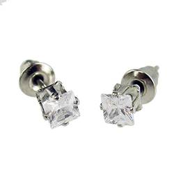 UN21 Ohrringe Herren Silber Kristall Ronaldo Stahl Diamant quadratisch 6 mm von OUTLETISSIMO