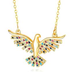 OUXi Dove 18K Gold Peace Bird Halskette für Damen, 925 Sterling Silber Bunter Kristall Diamant Anhänger Strass Halsketten Zirkonia Ketten, Jubiläum Geburtstag Schmuck Geschenk für Mutter Teenager von OUXi