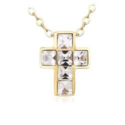OUXi Religiöse Kreuz18K Gold Jesus Halskette für Frauen, 18K Goldpalted Kristall-Diamant-Anhänger Strass-Halsketten Zirkonia-Ketten von OUXi