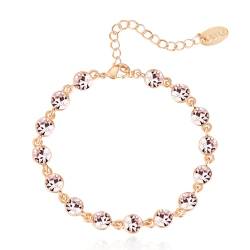 OUXi Zierliche Roségold-Armbänder für Damen, Roségold-Kubikzirkonia-Gliederarmband, 18 Karat vergoldete Kette, Schmuckgeschenk für Weihnachten, Mutter, Geburtstag, Hochzeit, Valentinstag von OUXi