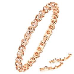 OUXi Zierliches Tennis-Armband für Frauen, verstellbare handgefertigte Armbänder aus Roségold, schlichter Schmuck für Mädchen von OUXi