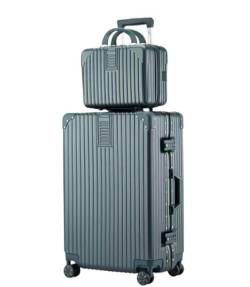 OUYUE Koffer 2-teiliges Gepäckset Mit Spinner-Rädern, Passwortsperre, 14-Zoll-Hartschalen-Kosmetikkoffer Reisekoffer (Color : Grün, Size : 22in) von OUYUE