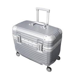 OUYUE Koffer Gepäck PC+ABS Robuster Hartschalenkoffer Mit Doppelten Spinnerrädern, Kosmetikkoffer Reisekoffer (Color : Silver, Size : 20in) von OUYUE