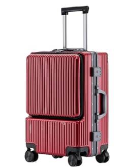 OUYUE Koffer Hartgepäck Mit Vordertasche, Koffer Mit Aluminiumrahmen, TSA-Schloss, Handgepäck Reisekoffer (Color : Rood, Size : 24 inch) von OUYUE