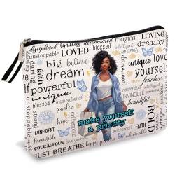 OUZ Afrikanische Make-up-Tasche, schwarze Damen-Kosmetiktasche, inspirierendes Geschenk, lustige Kosmetiktasche, Reisetasche für Frauen, Schwester, Abschluss, Freundschaft, Geburtstagsgeschenke - von OUZ