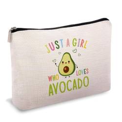 OUZ Make-up-Tasche mit Aufschrift "Just A Who Loves Avocados", lustiges Acocado-Liebhaber-Geschenk, Kosmetiktasche, Make-up-Organizer, Reißverschlusstasche, vegetarisches Geschenk, Make-up-Tasche, von OUZ