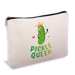 OUZ Pickles Dill Queen Geschenk, Humor Pickle Geschenke Make Up Tasche, Pickle Lover Geschenk Vegetarisches Geschenk Make-up Tasche, Make-up Organizer Reißverschlusstasche Pickle Kosmetik Geschenk von OUZ