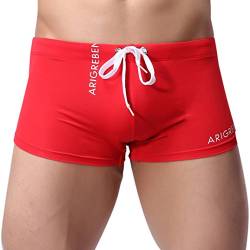 OVERDOSE Herren Shorts Badehose Quick Dry Beach Surfing Running Schwimmhose Schwimmen Badeshorts Sporthose Bademode Strandhosen Strandshorts Boxershorts (A-Red,M) von OVERDOSE