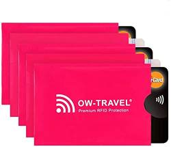 OW-Travel TÜV geprüfte RFID Schutzhülle Kreditkarten NFC Schutzhüllen Reisepasshülle Reisezubehör für Kreditkarte Personalausweis EC Bankkarten Visa Ausweis:5KartenschutzBlockerRosa von OW-Travel