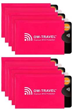 OW-Travel TÜV geprüfte RFID Schutzhülle Kreditkarten NFC Schutzhüllen Reisepasshülle Reisezubehör für Kreditkarte Personalausweis EC Bankkarten VisaAusweis:10KartenschutzBlockerRosa von OW-Travel