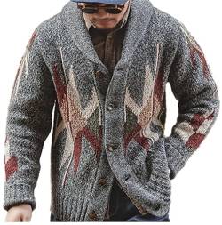 OWLKAY Sweater Herren Warm Komfortabel Revers Langarm Sweater Herren Knopfleiste Mode Casual Gestrickter Tops Herren Modern Einfachheit Sweater Jacke Herren B-Grey2 XL von OWLKAY