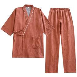 OWLONLINE Damen-Pyjama im japanischen Stil, Gaze-Baumwolle, japanischer Kimono-Anzug, Größe L von OWLONLINE