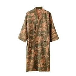 OWLONLINE Herren-Pyjama im japanischen Stil, Gaze-Baumwolle, japanische Kimono-Robe, Größe M, A2 von OWLONLINE