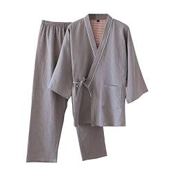 OWLONLINE Herren-Pyjama im japanischen Stil, Gaze-Baumwolle, japanischer Kimono-Anzug, Größe M von OWLONLINE