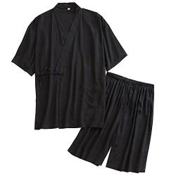 OWLONLINE Herren-Pyjama im japanischen Stil, Übergröße, Kurzarm und Shorts, Anzug, Größe L, Q3 von OWLONLINE