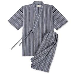 OWLONLINE Japanischer Kimono Herren Plus Size Schlafanzug Kurzarm Top und Hose Nachtwäsche Schlafanzug Set Größe XL-A4 von OWLONLINE
