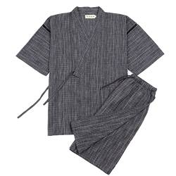 OWLONLINE Japanischer Kimono Herren-Pyjama in Übergröße, kurzärmliges Oberteil und Hose, Nachtwäsche, Pyjama-Set, Größe L-A6 von OWLONLINE