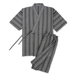 OWLONLINE Japanischer Kimono Herren-Pyjama in Übergröße, kurzärmliges Oberteil und Hose, Nachtwäsche, Pyjama-Set, Größe M-A3 von OWLONLINE