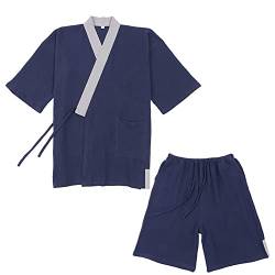 OWLONLINE Japanischer Kimono-Herren-Pyjama in Übergröße, kurzärmliges Oberteil und Hose, Nachtwäsche-Pyjama-Set, Größe L-A13 von OWLONLINE