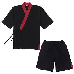 OWLONLINE Japanischer Kimono-Herren-Pyjama in Übergröße, kurzärmliges Oberteil und Hose, Nachtwäsche-Pyjama-Set, Größe L-A14 von OWLONLINE