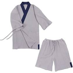 OWLONLINE Japanischer Kimono-Herren-Pyjama in Übergröße, kurzärmliges Oberteil und Hose, Nachtwäsche-Pyjama-Set, Größe XL-A12 von OWLONLINE