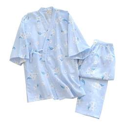 OWLONLINE Japanischer Kimono-Pyjama aus Reiner Baumwolle für Damen Größe L A11 von OWLONLINE