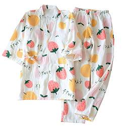 OWLONLINE Japanischer Kimono-Pyjama aus Reiner Baumwolle für Damen Größe L A5 von OWLONLINE