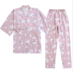 OWLONLINE Japanischer Kimono-Pyjama aus Reiner Baumwolle für Damen Größe M A14 von OWLONLINE