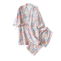 OWLONLINE Japanischer Kimono-Pyjama aus Reiner Baumwolle für Damen Größe M A22 von OWLONLINE