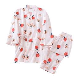 OWLONLINE Japanischer Kimono-Pyjama aus Reiner Baumwolle für Damen Größe M A33 von OWLONLINE