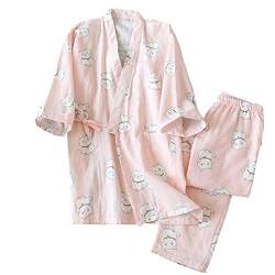 OWLONLINE Japanischer Kimono-Pyjama aus Reiner Baumwolle für Damen Größe M A8 von OWLONLINE