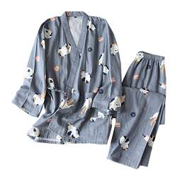 OWLONLINE Japanischer Kimono-Pyjama aus reiner Baumwolle für Damen Größe L A31 von OWLONLINE