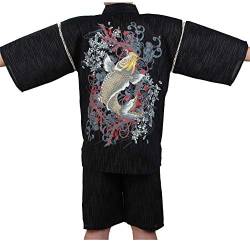OWLONLINE Jinbei gedruckte japanische Kimono Set Feuerwerk Festival Yukata Pyjamas (Größe XL, A16) von OWLONLINE