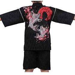 OWLONLINE Jinbei gedruckte japanische Kimono Set Feuerwerk Festival Yukata Pyjamas (Größe XL, A6) von OWLONLINE