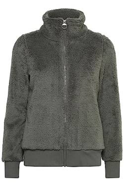 OXMO Anneka Sweatjacke Damen Jacke mit Teddyfutter außen kurz mit Stehkragen, Größe:L, Farbe:Castlerock (180201) von OXMO