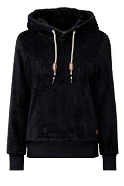 OXMO Anniken Hoodie Damen Kapuzenpullover Pullover mit Kapuze & Teddyfutter außen kurz, Größe:M, Farbe:Black (194007) von OXMO