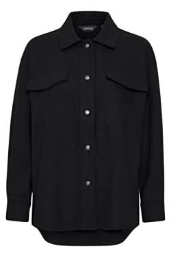 OXMO BY OXValen Damen Fleecejacke Sweatjacke Jacke mit Hemdkragen, Größe:S, Farbe:Black (194007) von OXMO