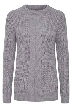 OXMO Natasja Damen Strickpullover Grobstrick Pullover, Größe:L, Farbe:Medium Grey Melange (201146) von OXMO