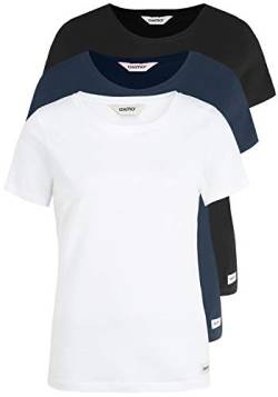 OXMO OTTA Damen T-Shirt Kurzarm Shirt mit Rundhalsausschnitt 3er Pack, Größe:XXL, Farbe:2 (7999914) von OXMO